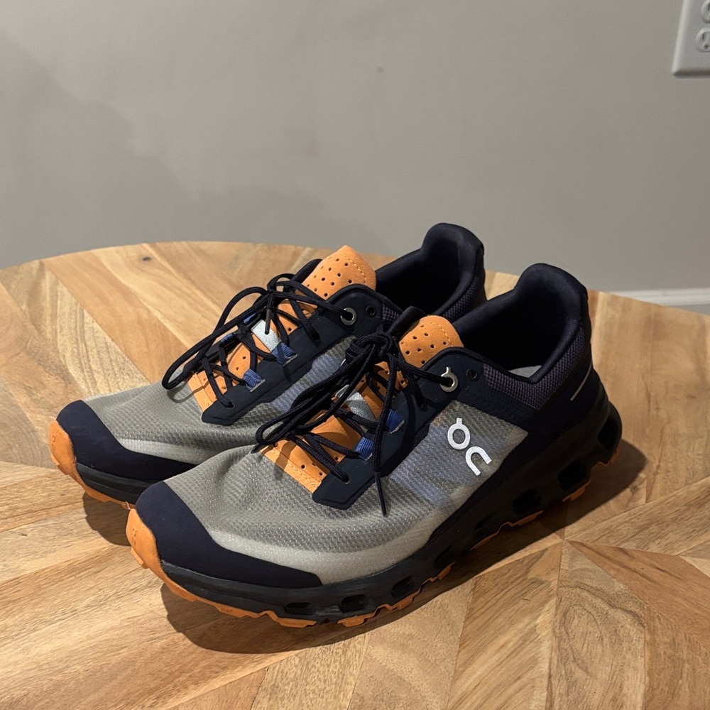 On Running Athletic Shoes in Gray and Orange